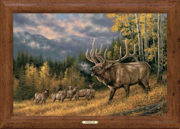 Rosemary Millette Signed and Numbered Limited Edition Oversized Framed Canvas:"Autumn Song - Elk"