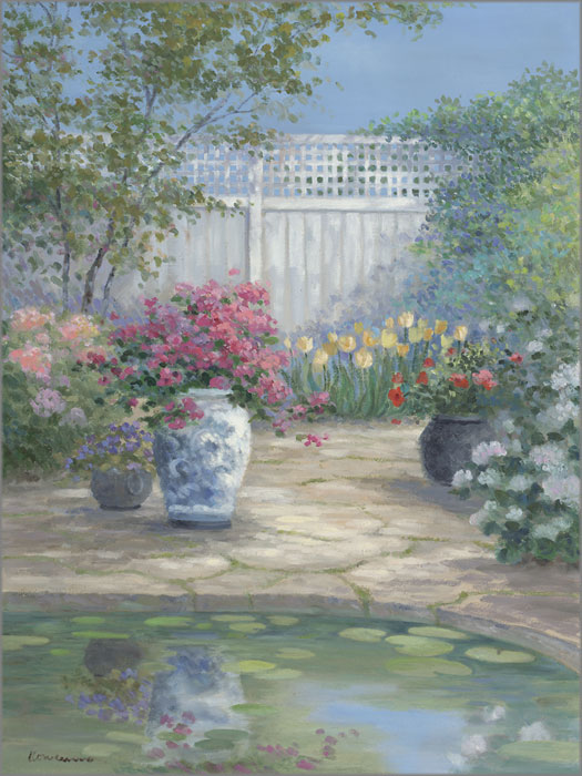 Rowenna Anderson Artist Personally Signed Canvas Giclee:"Garden Reflections"