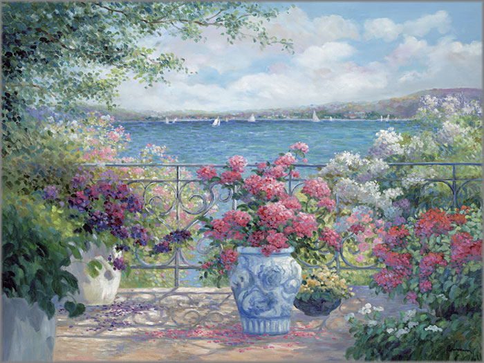 Rowenna Anderson Artist Personally Signed Canvas Giclee:"Terrace View - mini"