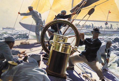 Russell Kramer Limited Edition Giclee on Paper: "ONBOARD WEETAMOE 1930"