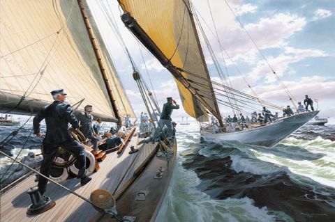 Russell Kramer Limited Edition Giclee on Paper: "THE FOUL: America's Cup 1895"