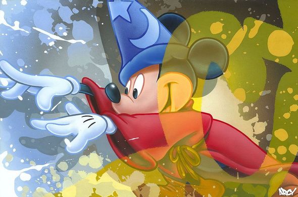 Ryan 'Arcy' Christenson Signed Limited Edition Hand-Textured Canvas Giclee:"Mickey Sorcerer"
