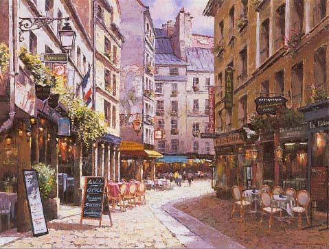 S SAM PARK 30X40 Secondary Market Art: "PARISIAN CAFE HNCNV"