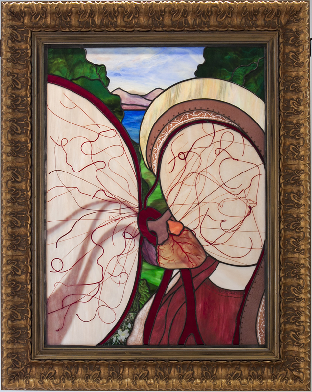 Michael Skrtic Framed Stained Glass Original :"Madonna et cor"