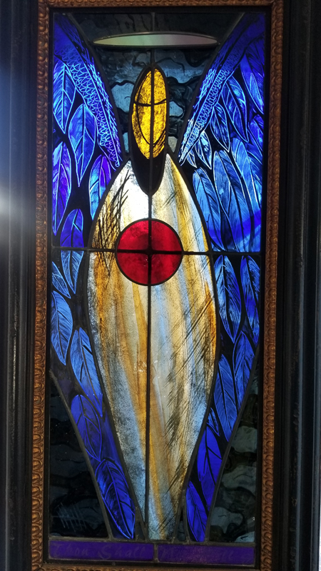 Michael Skrtic Framed Mixed Media Stained Glass:"Thou Shall Not Kill"" 