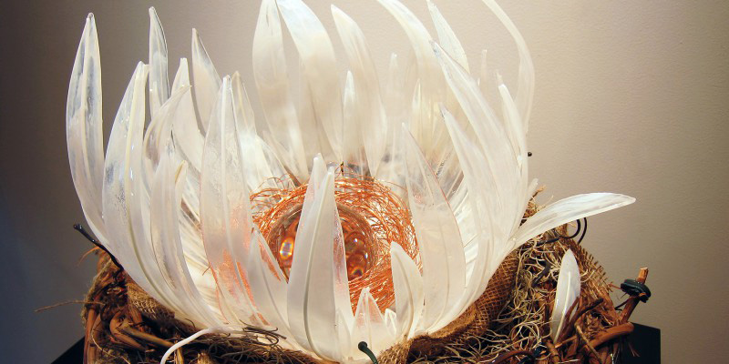 Michael Skrtic Mixed media 3-Dimentional sculpture:"Feathered Womb" 