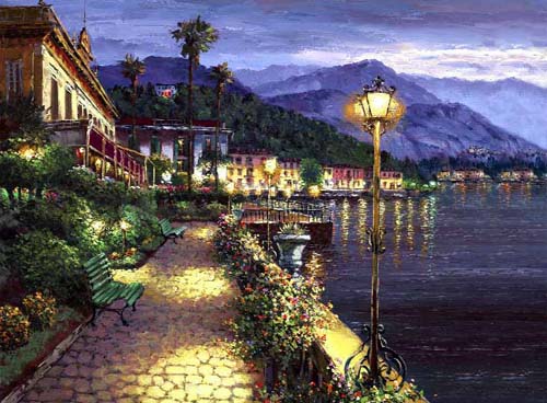 S. Sam Park Limited Edition Hand Embellished Giclee on Canvas:"Lights of Bellagio"
