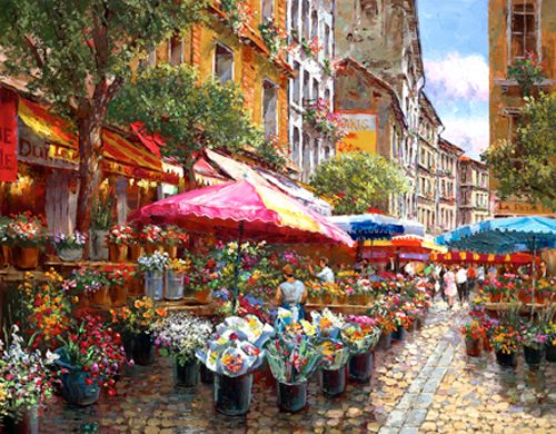S. Sam Park Limited Edition Hand Embellished Giclee on Canvas:"Paris Blossoms"