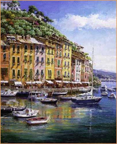 S. Sam Park Limited Edition Hand Embellished Giclee on Canvas:"Portofino Vista"