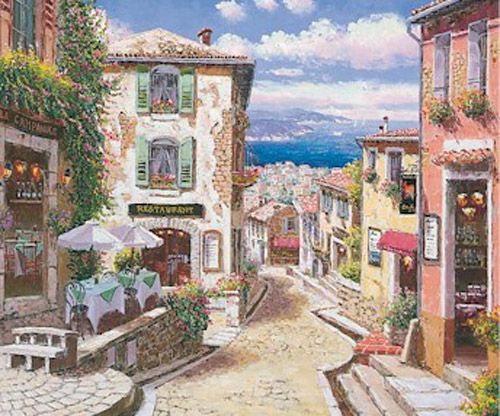 S. Sam Park Limited Edition Hand Embellished Giclee on Canvas: "Rendezvous in Nice Large"