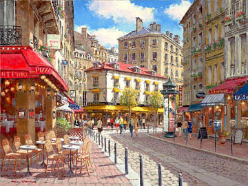 S. Sam Park Limited Edition Hand Embellished Giclee on Canvas: "Rue De Soleil"