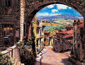 S. Sam Park Limited Edition Hand Embellished Giclee on Canvas: "San Gimignano"