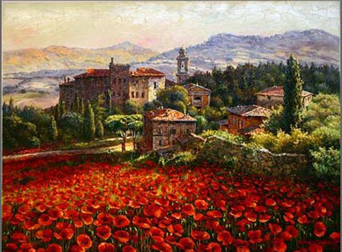 S. Sam Park Limited Edition Hand Embellished Giclee on Canvas:"Siena Sun"