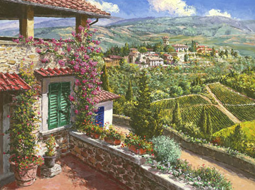 S. Sam Park Limited Edition Hand Embellished Giclee on Canvas: "Springtime Vista"