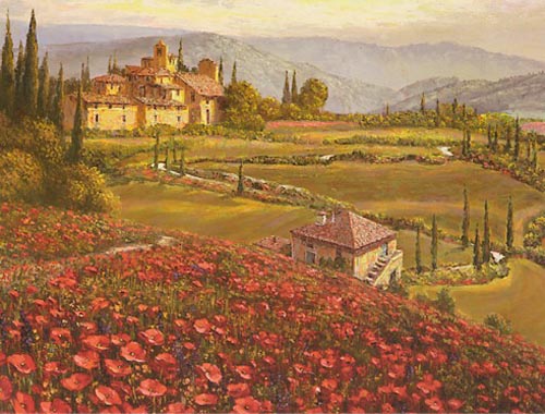 S. Sam Park Limited Edition Hand Embellished Giclee on Canvas Suite of 2: "Fields of Tuscany"