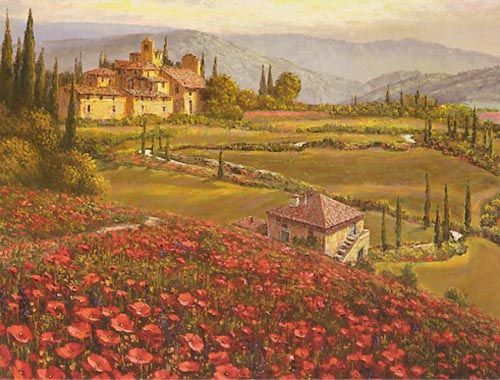 S. Sam Park Limited Edition Hand Embellished Giclee on Canvas Suite of 2: "Fields of Tuscany"