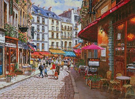 S. Sam Park Limited Edition Hand Embellished Giclee on Canvas Suite of 4: "Paris Cafe"