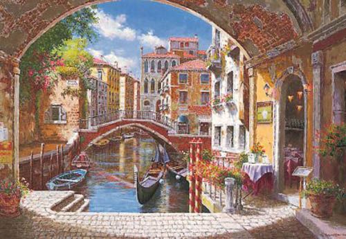 S. Sam Park Limited Edition Hand Embellished Serigraph on Canvas: "Archway to Venice"