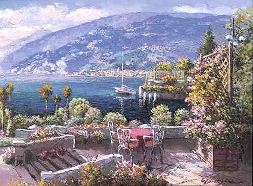 S. Sam Park Limited Edition Hand Embellished Serigraph on Canvas: "Bellagio"