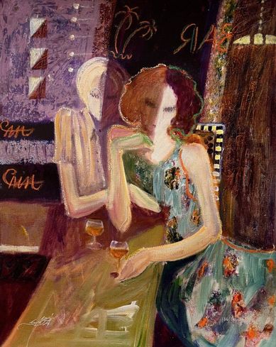 Sabzi Hand Embellished Giclee on Canvas:"Between Friends"