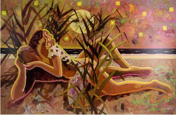 Sabzi Hand Embellished Limited Edition Canvas Giclee "Do You Love Me"