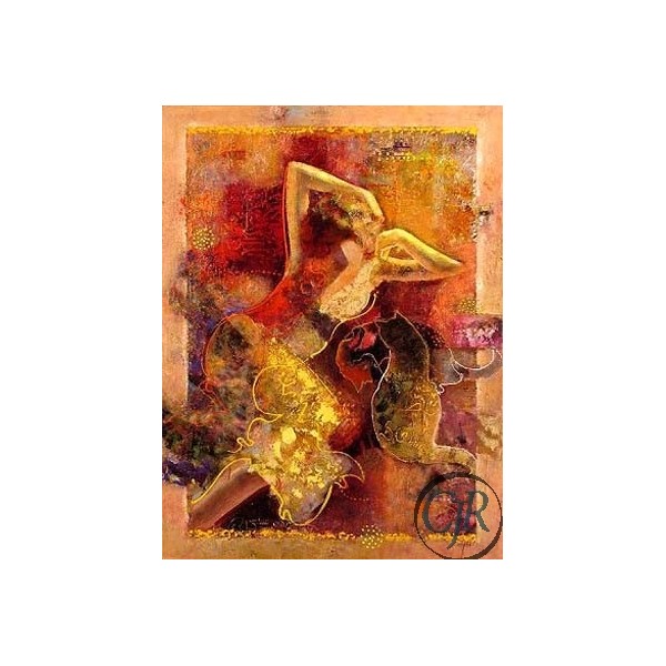 Sabzi Hand Embellished Giclee on Canvas:"The Intimate Mind"