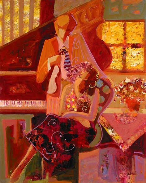 Sabzi Handsigned and Numbered Limited Edition Embellished Giclee on Canvas: "Just the Two of Us"
