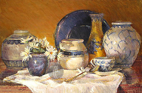 Saia Limited Edition Giclee on Canvas :"Crockery "