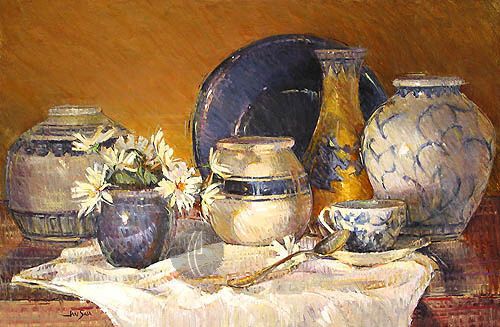 Saia Limited Edition Giclee on Canvas :"Crockery "