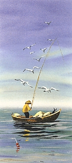 Sally Caldwell Fisher Limited Edition Lithograph on Paper: " Early Catch "