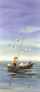 Sally Caldwell Fisher Limited Edition Lithograph on Paper: " Early Catch "