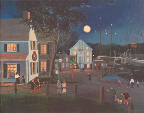 Sally Caldwell Fisher Limited Edition Artist Proof Print:"Summer Eve at Mystic Seaport"