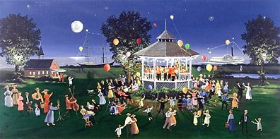 Sally Caldwell Fisher Limited Edition Serigraph on Paper: " Concert on the Green "