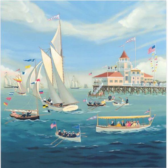 Sally Caldwell Fisher Limited Edition Serigraph on Paper: " Courageous Captains of the Ocean Club "