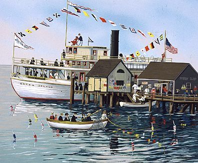 Sally Caldwell Fisher Limited Edition Serigraph on Paper: " Green Island Ferry "