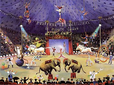 Sally Caldwell Fisher Limited Edition Serigraph on Paper: " Monte Carlo Cirque "