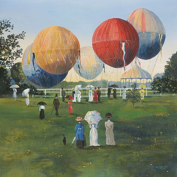 Sally Caldwell Fisher Open Edition Fine Art Canvas Giclée:"Balloons in the Park"