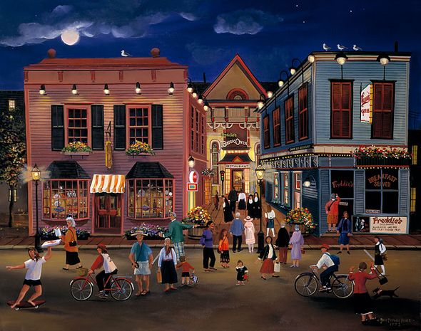 Sally Caldwell Fisher Open Edition Fine Art Canvas Gicl&eacute;e:"Tourist Town"