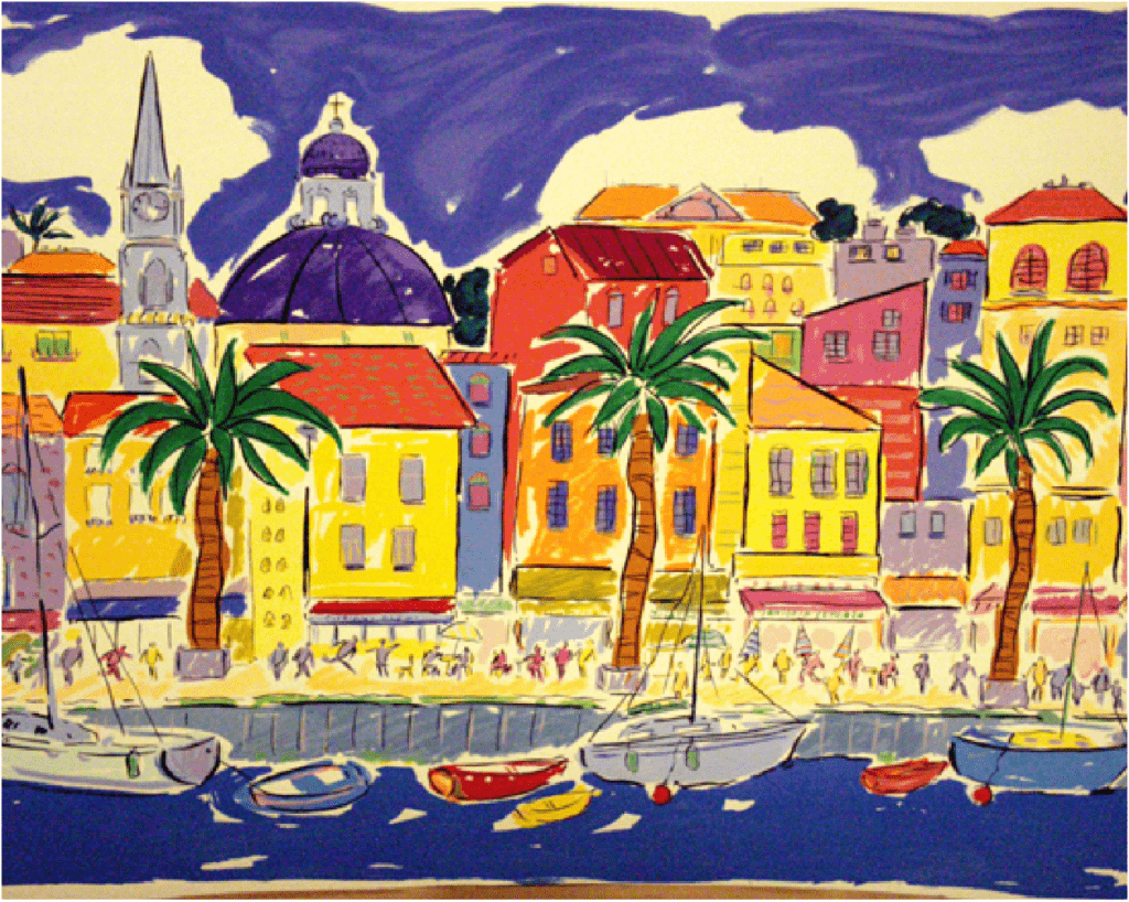 Sally Huss Artist Signed Limited Edition Serigraph on paper:"Boats"