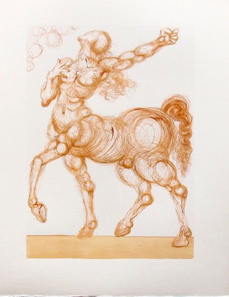 Salvador Dali Color Woodcut Wood Block Engraving:"The Centaur"