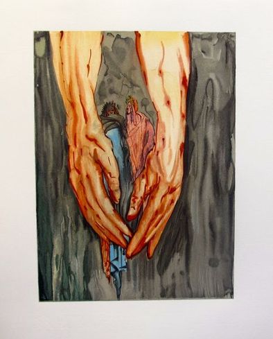 Salvador Dali Color Woodcut Wood Block Engraving:"The Coming Up Of [The Monster] Geryon"