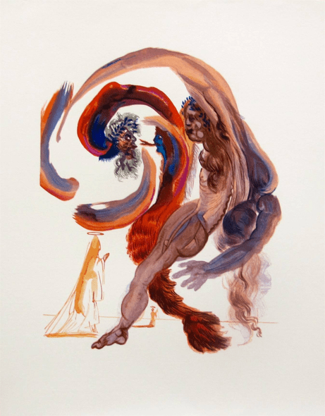 Salvador Dali Color Woodcut Wood Block Engraving:"The Fourth Terrace"