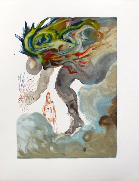 Salvador Dali Color Woodcut Wood Block Engraving:"The Giants"