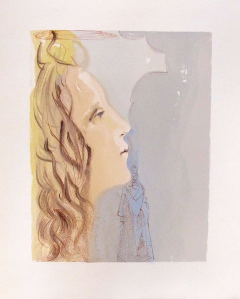 Salvador Dali Color Woodcut Wood Block Engraving:"The Greatest Beauty of Beatrice"