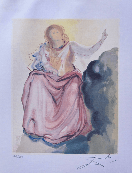 Salvador Dali Facsimile Signed Limited Edition Lithograph:"Beatrice Resolves Dante's Doubt"