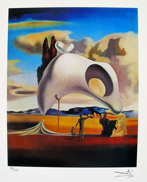 Salvador Dali Facsimile Signed & Numbered Giclee:"Atruistic Vestiges After The Rain"