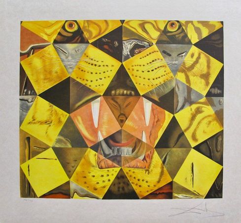 Salvador Dali Hand Signed Limited Edition Lithograph:"Lenin Tiger"