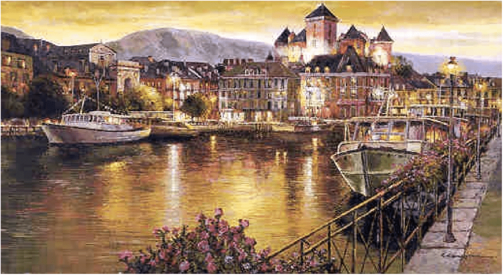 Sam Park Artist Signed Limited Edition Serigraph on paper:"Annecy Nights - Paper"