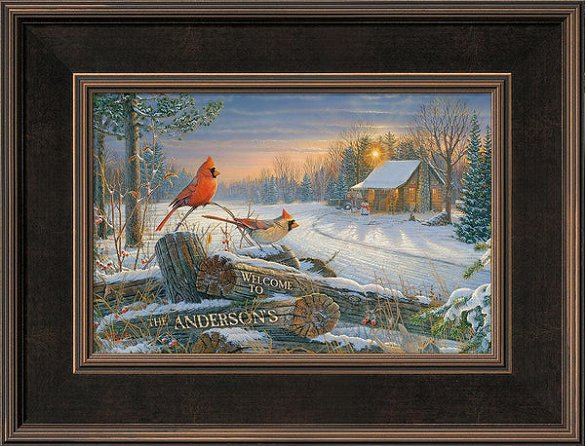 Sam Timm Framed Personalized Canvas Edition:"Cardinal Pair"