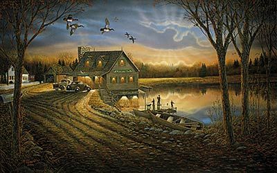 Sam Timm Limited Edition Print:"Angler's Inn-Wood Ducks"